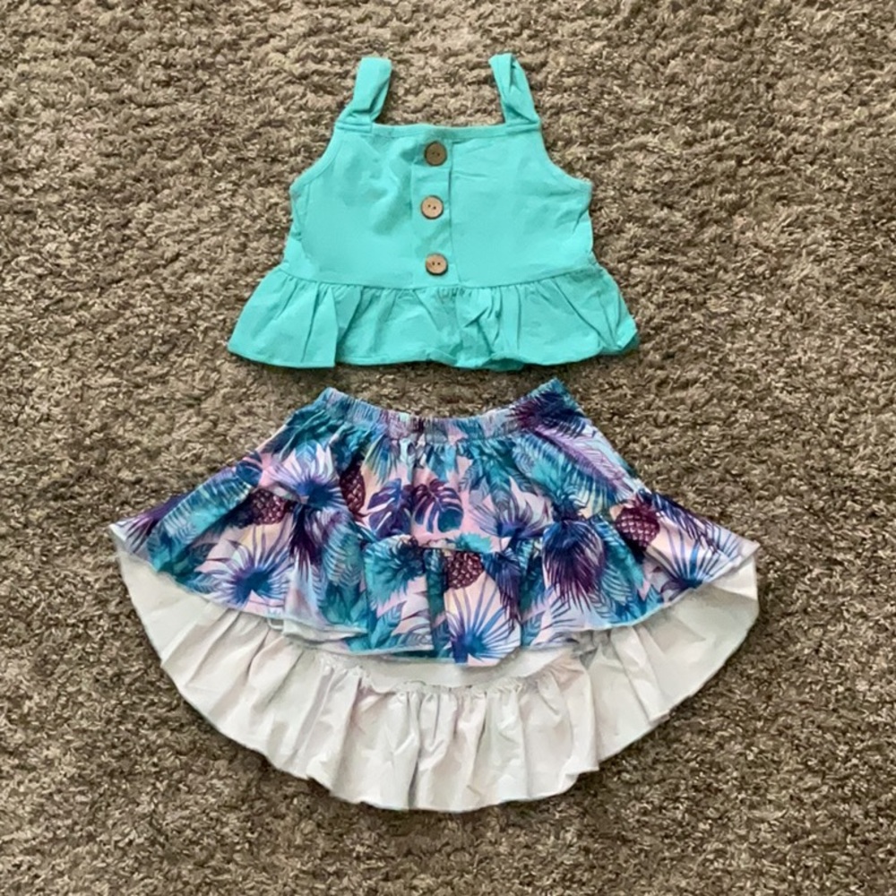 Tropical Kids Matching Set in Teal and Purple
